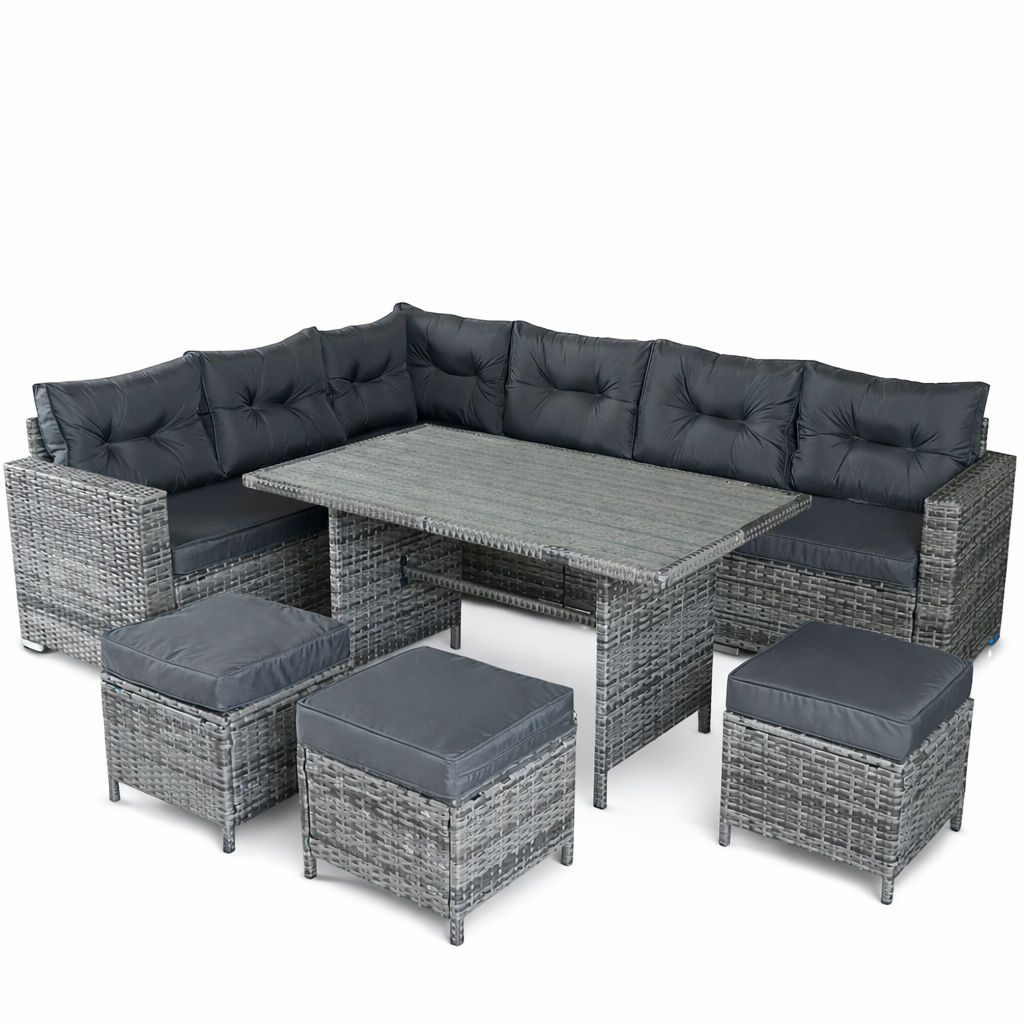 Conjunto de Canto em Rattan com Mesa Composta