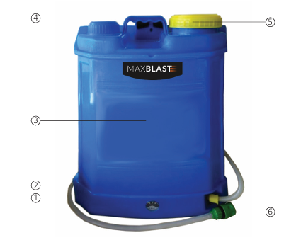 1) Charging/Mains Inlet (Side of Tank)