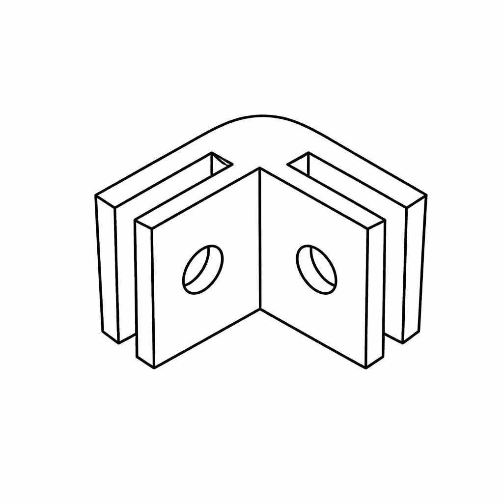 Parte del Tavolo K - Staffa di Supporto per Angolo in Vetro