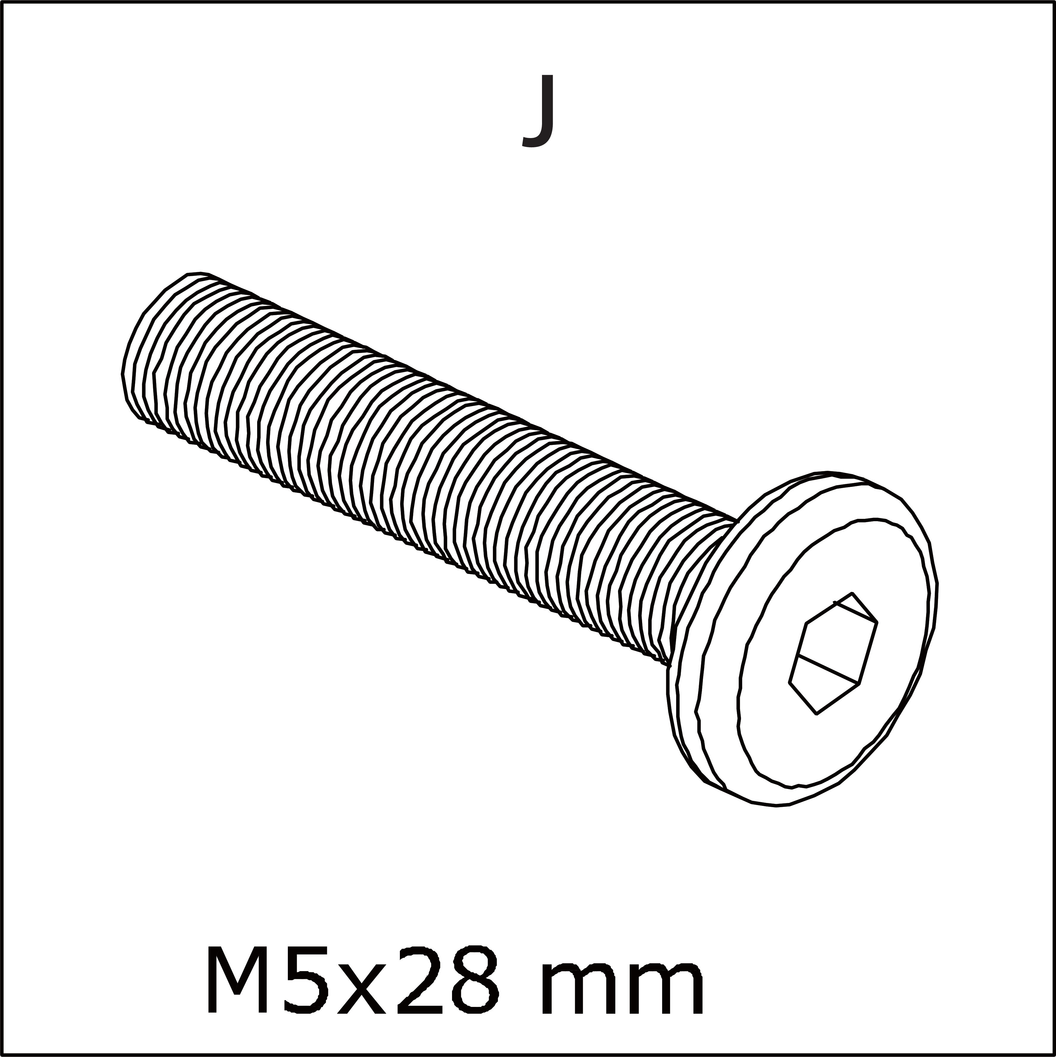 J) M5x28mm