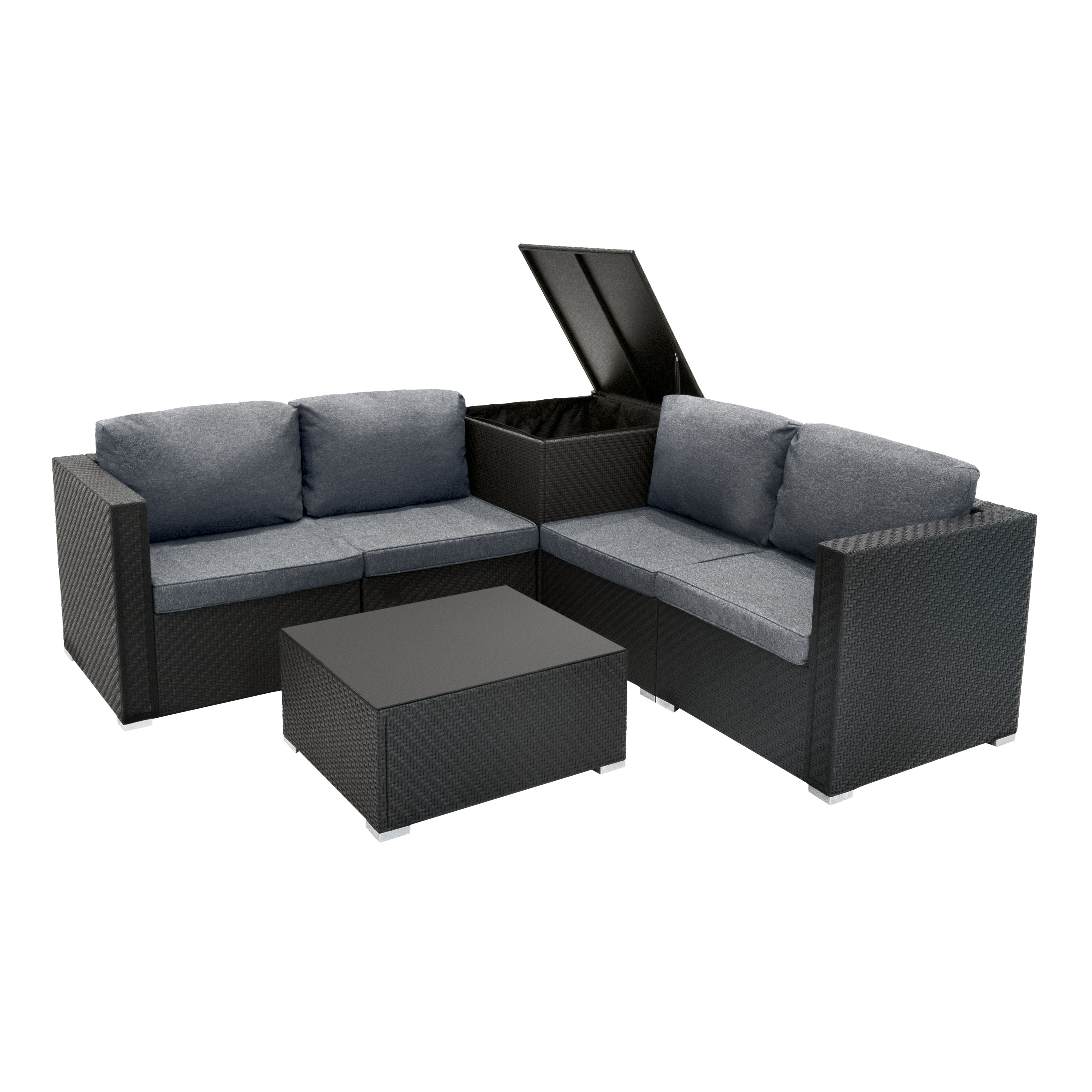 Conjunto de Mobiliário Modular de Rattan 6 Peças